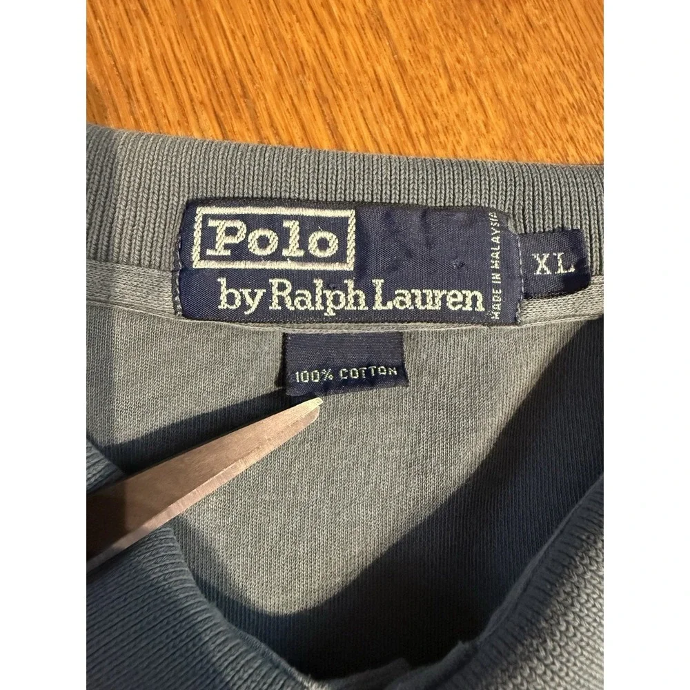 Vintage Polo by Ralph Lauren Polo Shirt‎ Men's XL Gray Short Sleeve Black Pony